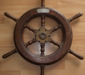 Brass-mounted Oak Boat Wheel