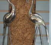 Rare Pair of Large Mercury Glass Herons