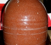 1/2 Gallon Nova Scotia Redware Jug w/Incised Line Decoration
